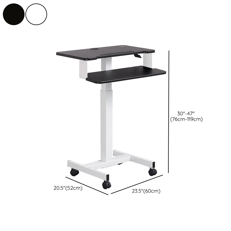 Rectangular Shaped Ambulatory Laptop Table Wood Writing Desk in Black/White