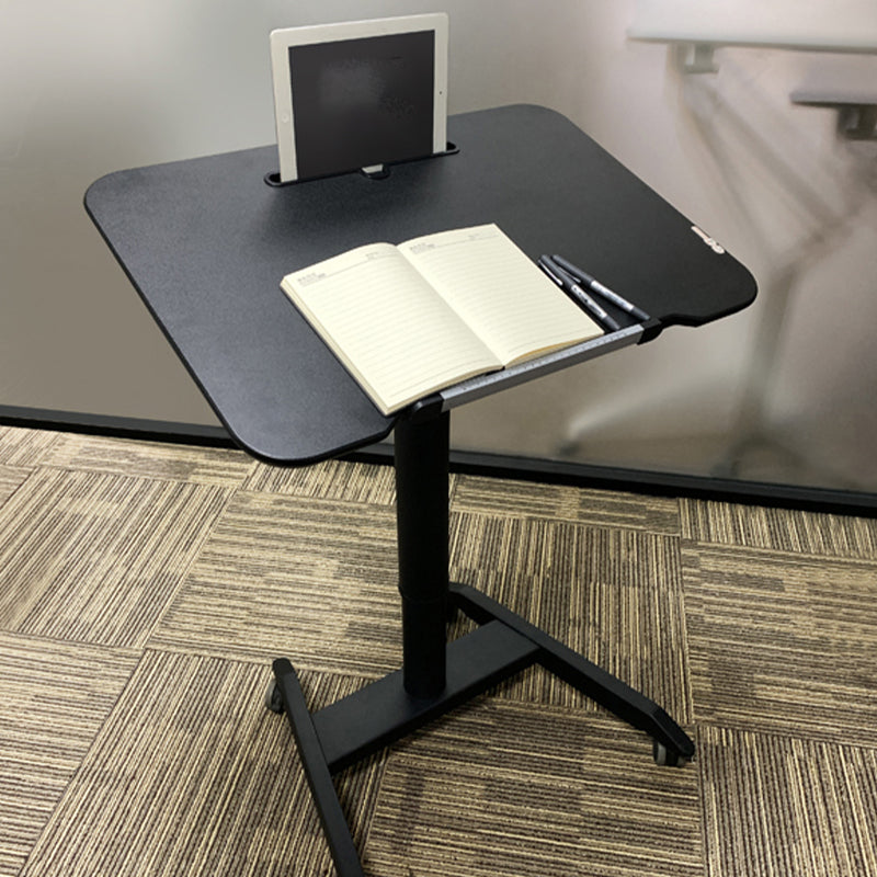 Rectangular Shaped Office Task Desk Wood Brown/Black/White Writing Desk with Wheels