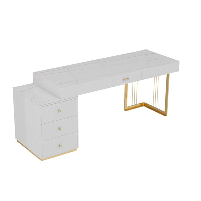 3 Drawers Writing Desk Rectangular Shaped Office Desks in White