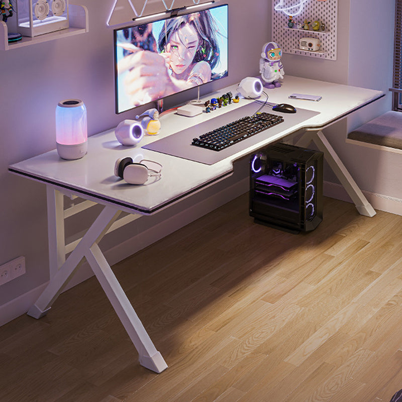 Wood Contemporary Gaming Desk Antique Finish Computer Desk with Metal Legs