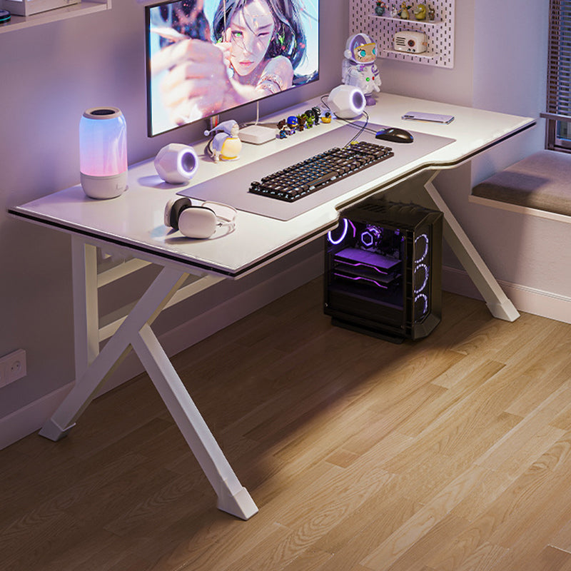 Wood Contemporary Gaming Desk Antique Finish Computer Desk with Metal Legs