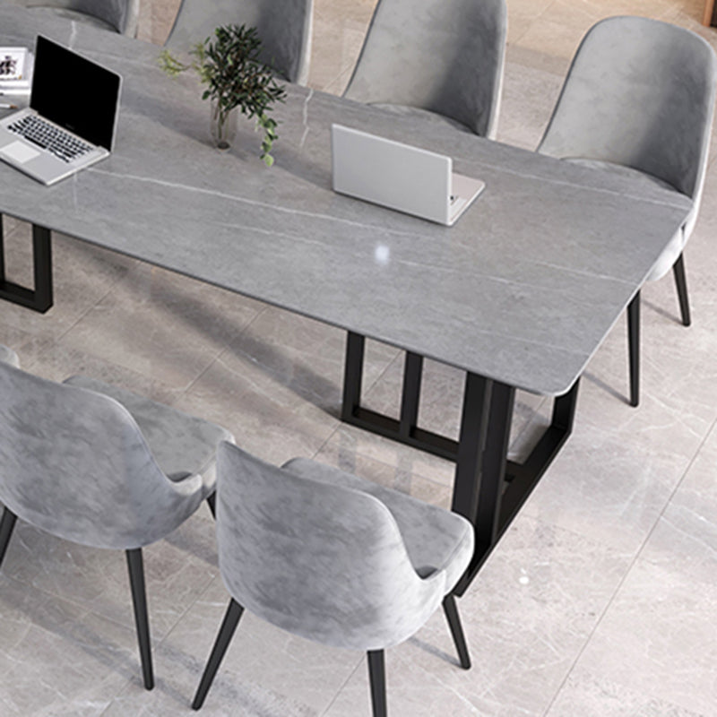 Rectangular Shaped Conference Table Wood Writing Desk in Grey