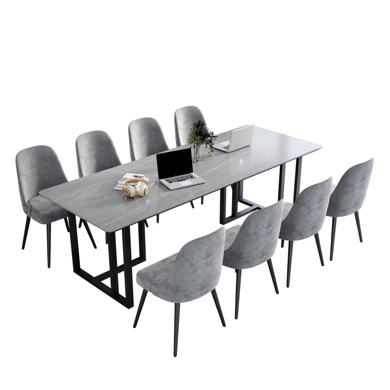 Rectangular Shaped Conference Table Wood Writing Desk in Grey