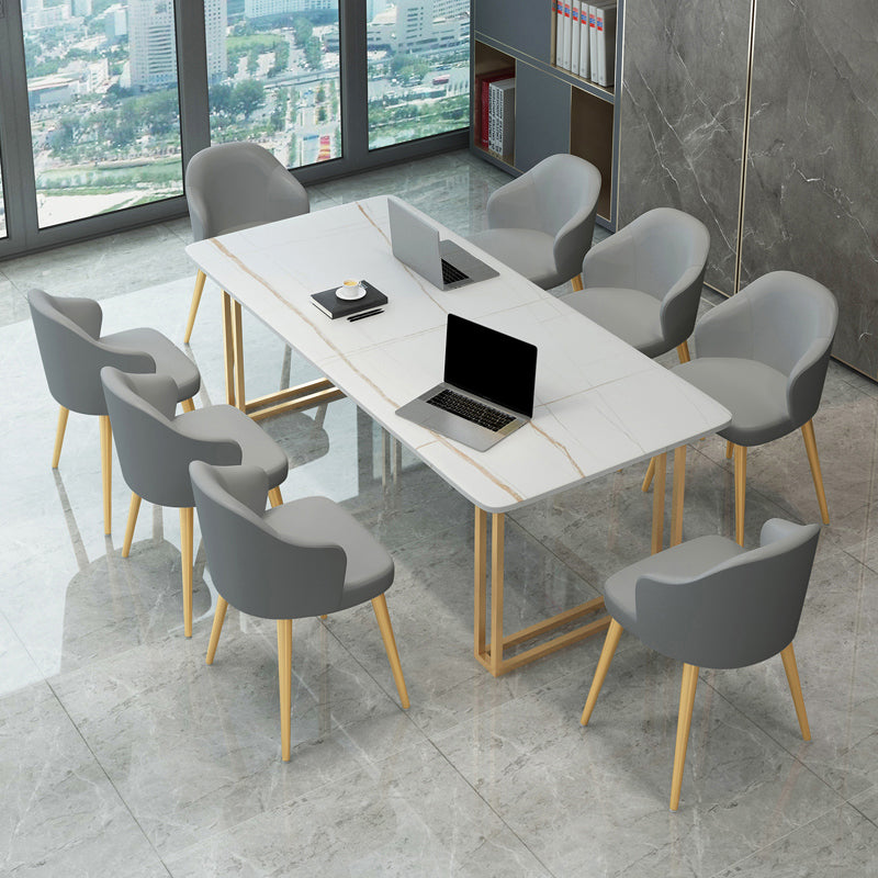 Rectangular Shaped Office Working Table Stone Writing Desk in Grey