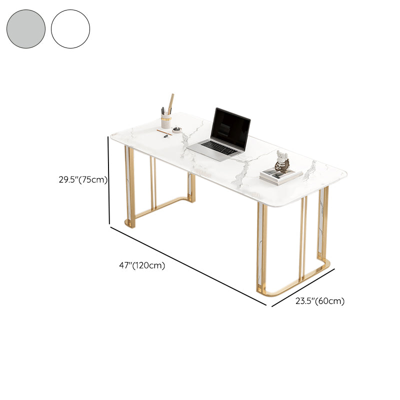 Glam Writing Desk Antique Finish Office Desk with Metal Legs