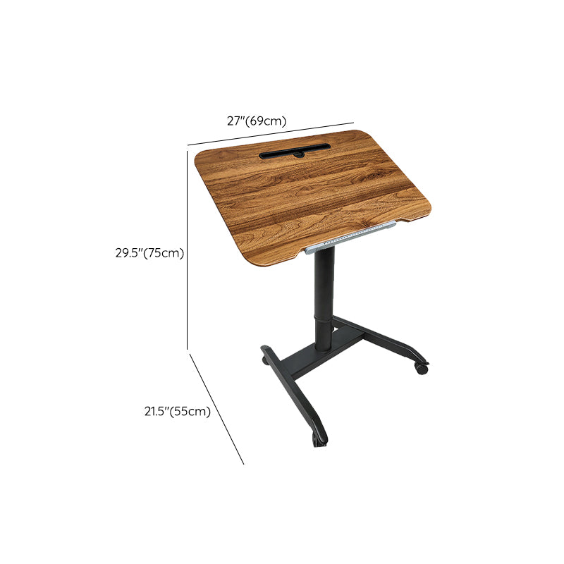 Rectangular Shaped Office Task Desk Wood Brown/Black/White Writing Desk with Wheels