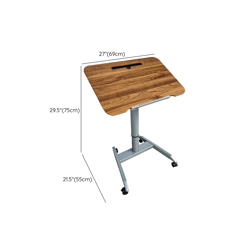 Rectangular Shaped Office Task Desk Wood Brown/Black/White Writing Desk with Wheels