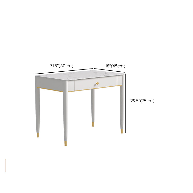 2 Drawers Writing Desk Rectangular Shaped Office Desk in White