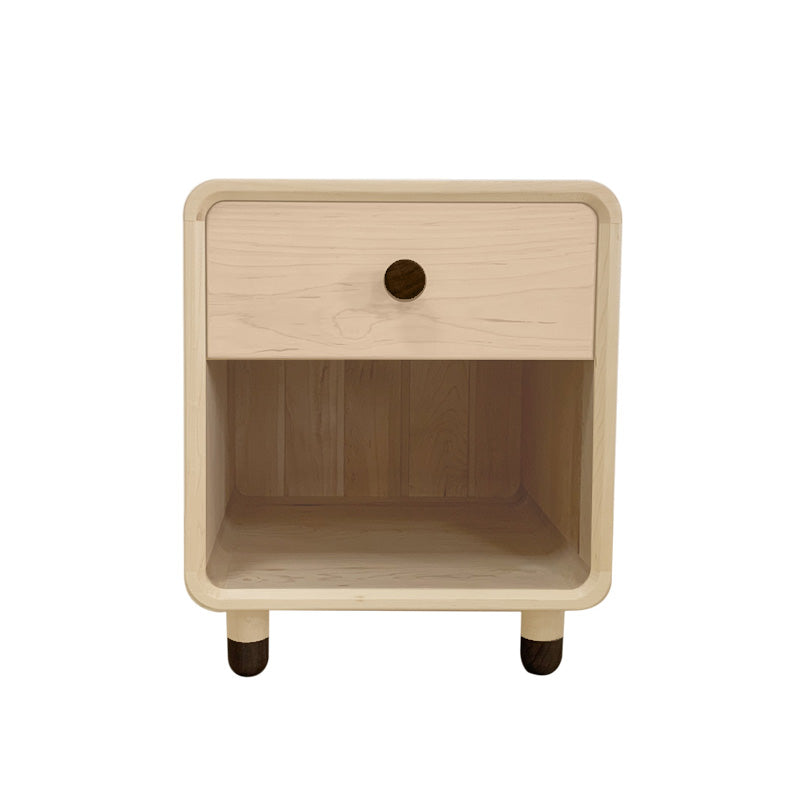 Solid Wood Kids Bedside Table Modern Minimalist End Table for Nursery with Drawers