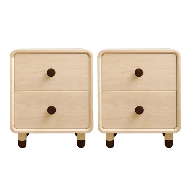 Solid Wood Kids Bedside Table Modern Minimalist End Table for Nursery with Drawers