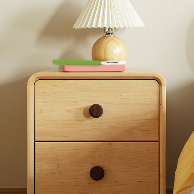 Solid Wood Kids Bedside Table Modern Minimalist End Table for Nursery with Drawers