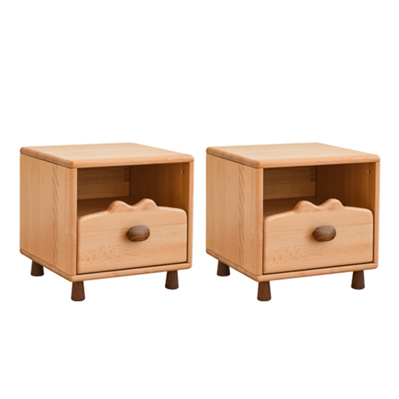 Solid Wood Kids Bedside Table Modern Minimalist Nursery Nightstand with Drawers