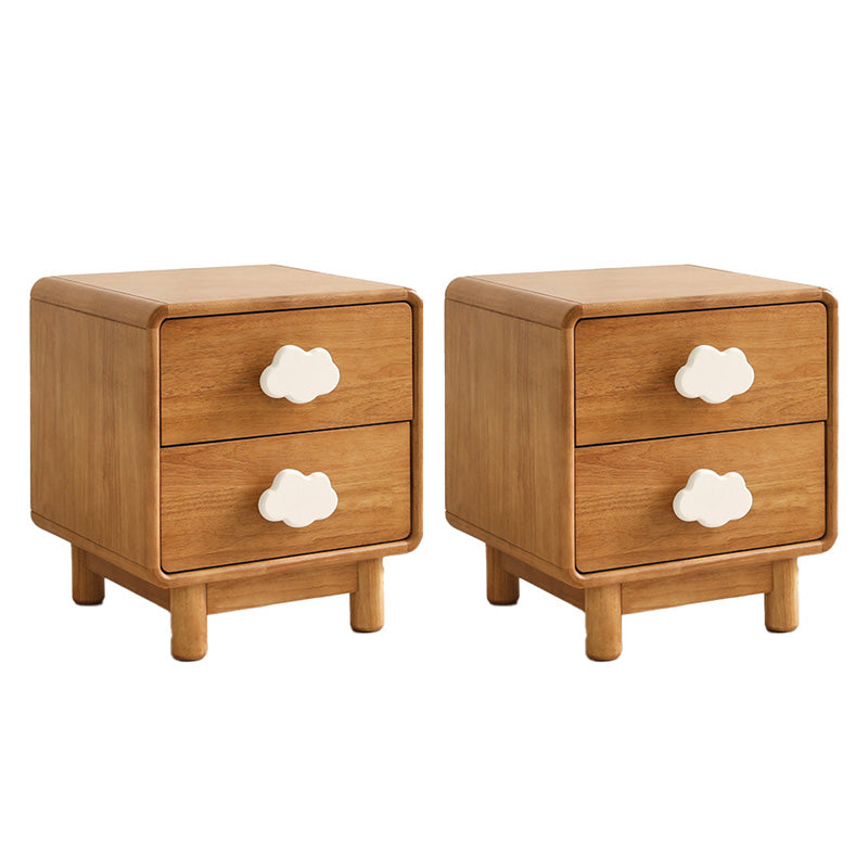 Solid Wood Kids Bedside Table Modern Simple Nightstand With 2 Drawers