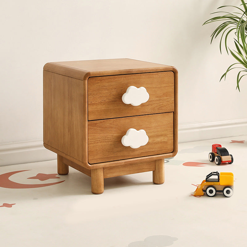 Solid Wood Kids Bedside Table Modern Simple Nightstand With 2 Drawers