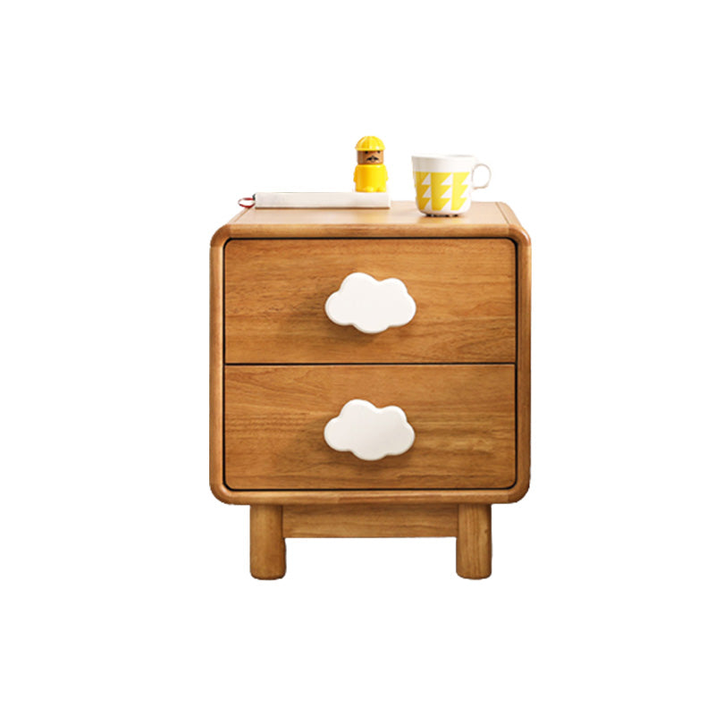 Solid Wood Kids Bedside Table Modern Simple Nightstand With 2 Drawers