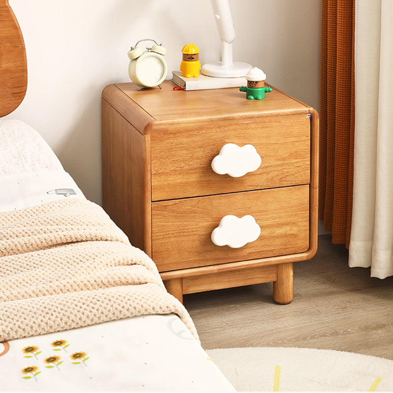 Solid Wood Kids Bedside Table Modern Simple Nightstand With 2 Drawers