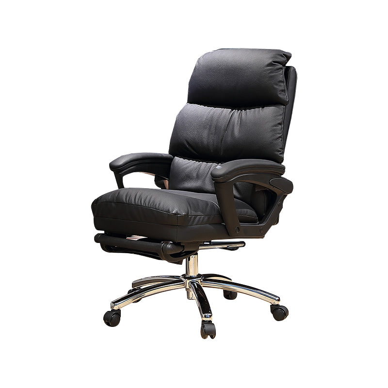 Padded Arms Slide Desk Chair Modern Leather Ergonomic Office Chair with Wheels