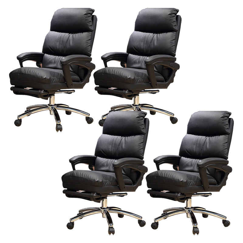 Padded Arms Slide Desk Chair Modern Leather Ergonomic Office Chair with Wheels