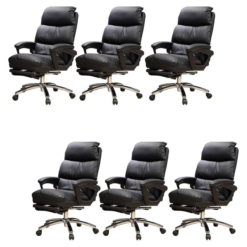 Padded Arms Slide Desk Chair Modern Leather Ergonomic Office Chair with Wheels