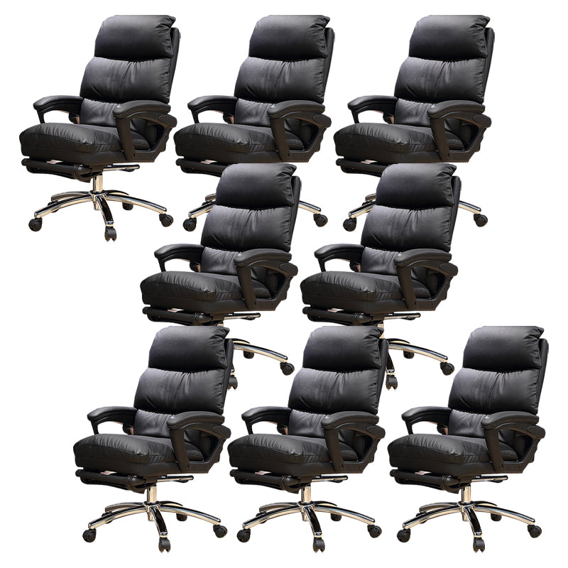 Padded Arms Slide Desk Chair Modern Leather Ergonomic Office Chair with Wheels