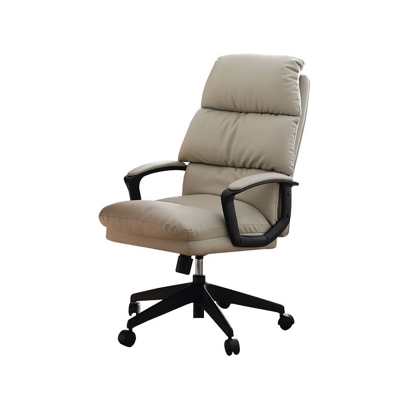 Padded Arms Slide Desk Chair Modern Leather Ergonomic Office Chair with Wheels