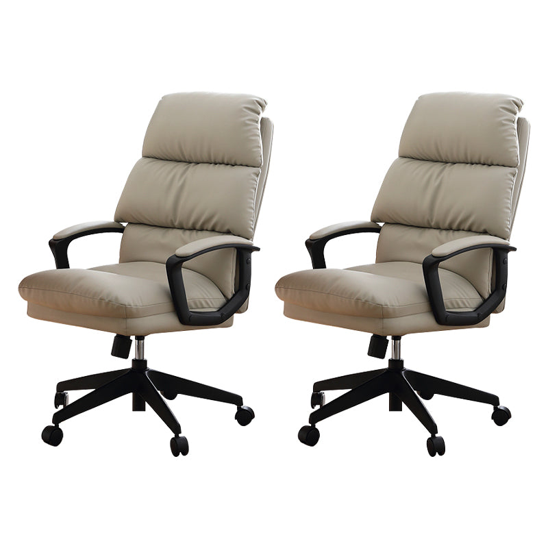 Padded Arms Slide Desk Chair Modern Leather Ergonomic Office Chair with Wheels