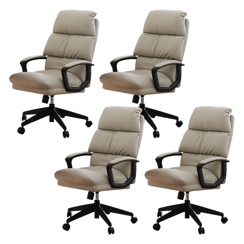 Padded Arms Slide Desk Chair Modern Leather Ergonomic Office Chair with Wheels