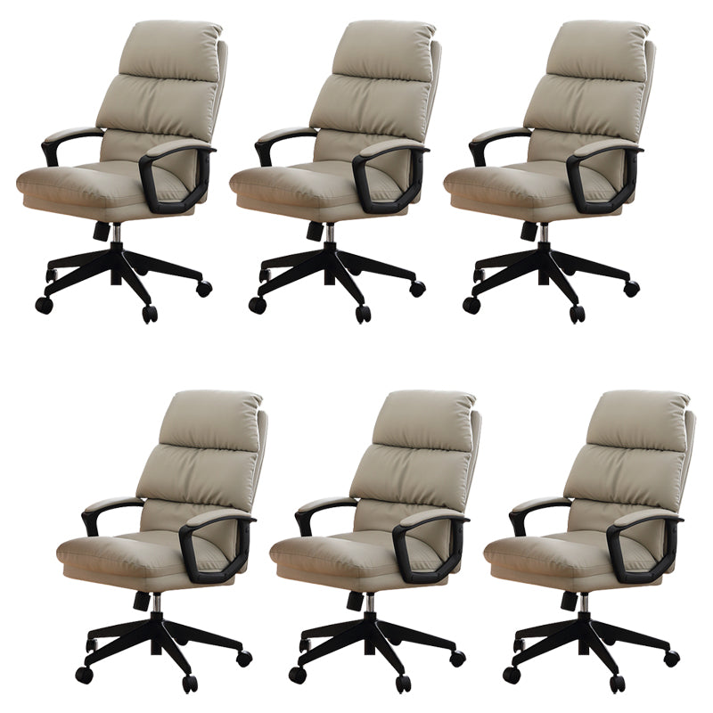 Padded Arms Slide Desk Chair Modern Leather Ergonomic Office Chair with Wheels