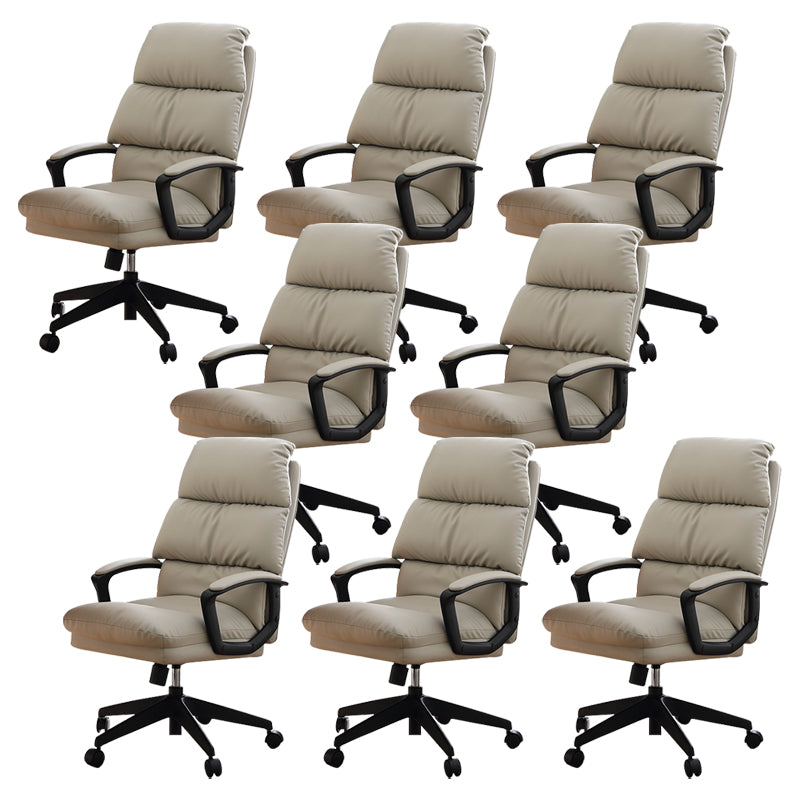 Padded Arms Slide Desk Chair Modern Leather Ergonomic Office Chair with Wheels