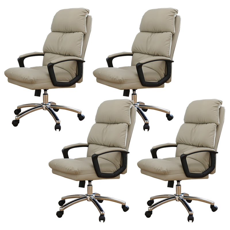 Padded Arms Slide Desk Chair Modern Leather Ergonomic Office Chair with Wheels