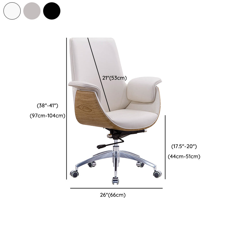 Padded Arms Desk Chair Modern No Distressing Faux Leather Ergonomic Office Chair