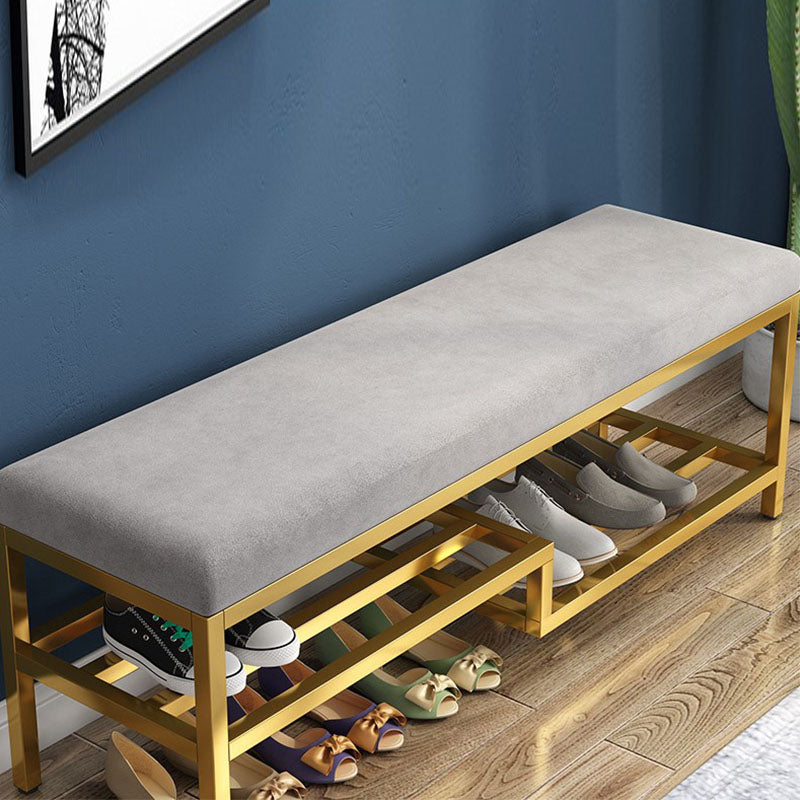 Modern Entryway Bench Cushioned Metal Seating Bench , 14" Width