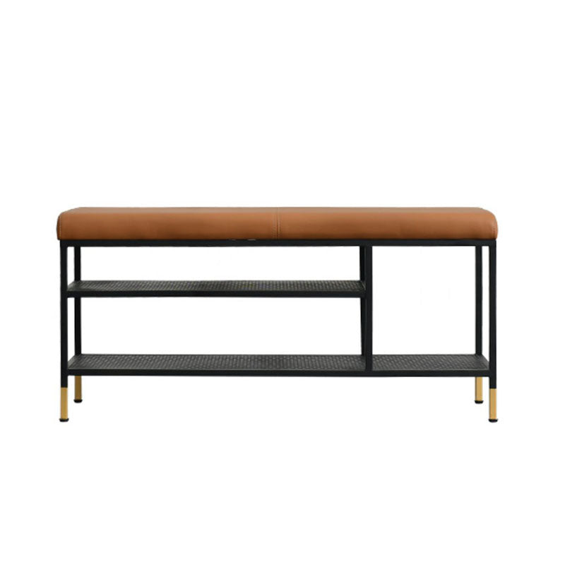 Metal Cushioned Included Bench Modern Accent Bench with Shelves