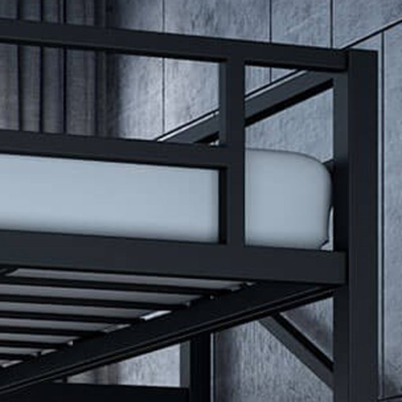 High Loft Bed with Staircase Modern Metal Bunk Bed in Black/White