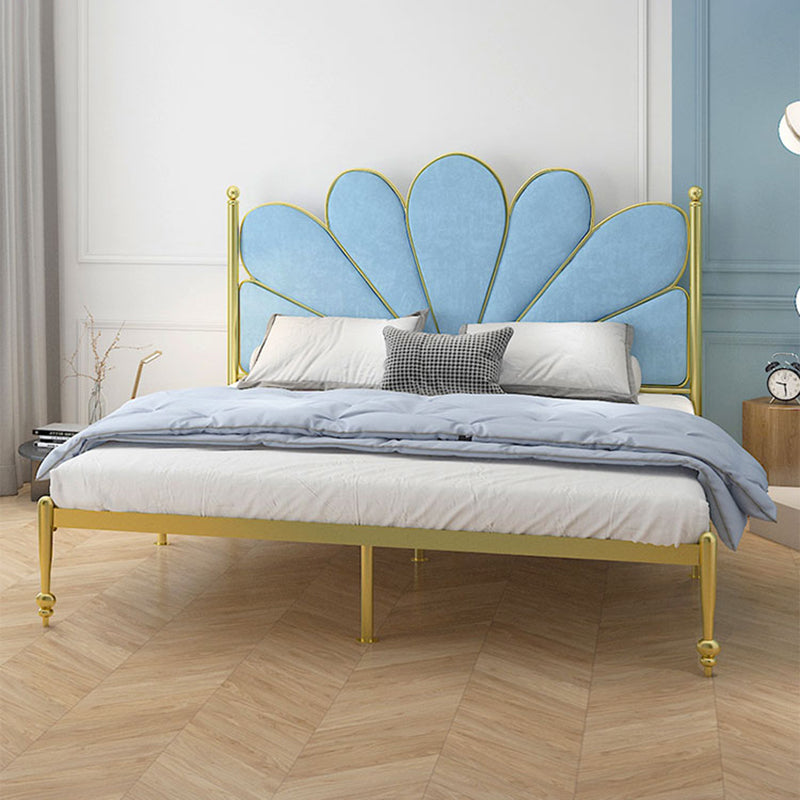 Upholstered Panel Bed Modern Metal Standard Bed with Headboard