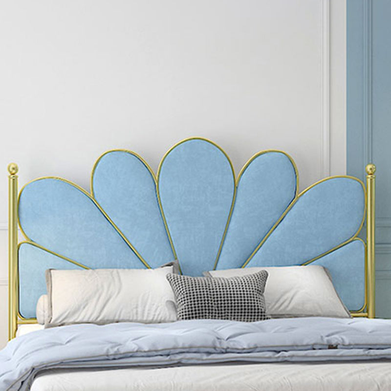 Upholstered Panel Bed Modern Metal Standard Bed with Headboard