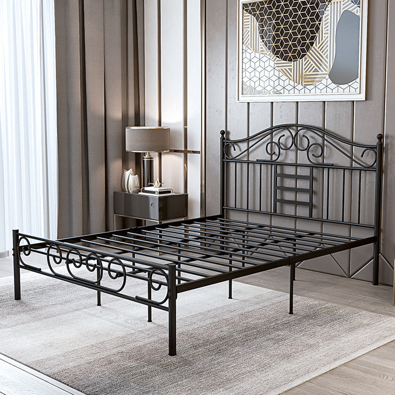 Open Frame Metal Panel Bed Black/White Standard Bed with Headboard