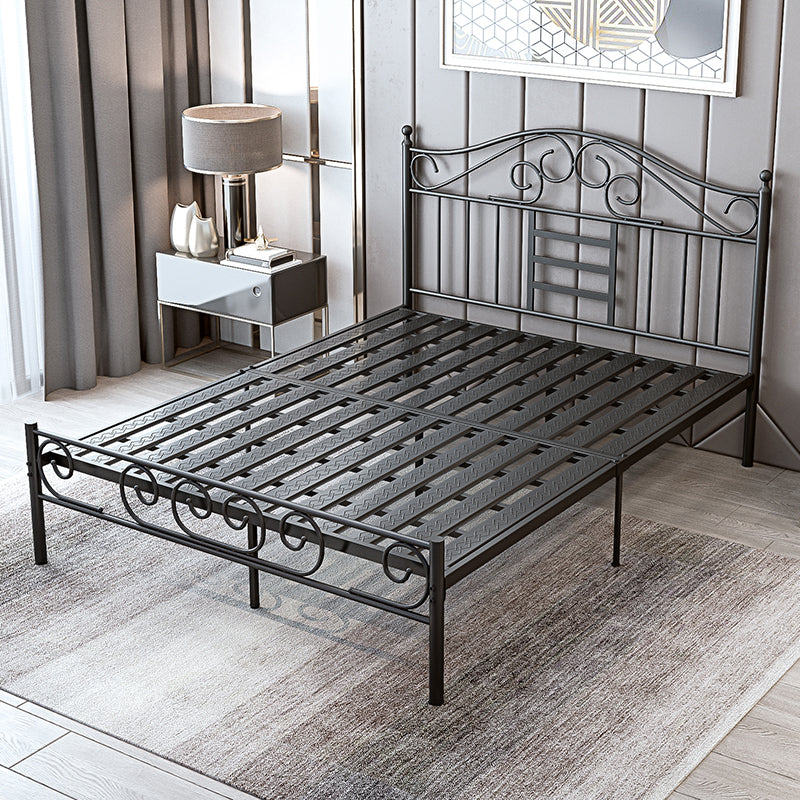 Open Frame Metal Panel Bed Black/White Standard Bed with Headboard