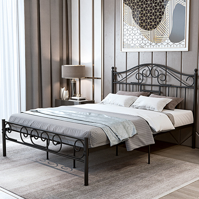 Open Frame Metal Panel Bed Black/White Standard Bed with Headboard