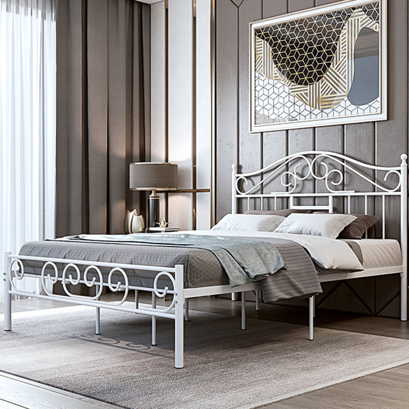 Open Frame Metal Panel Bed Black/White Standard Bed with Headboard