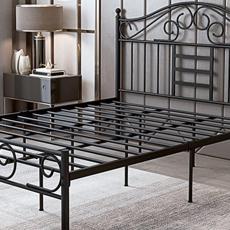 Open Frame Metal Panel Bed Black/White Standard Bed with Headboard