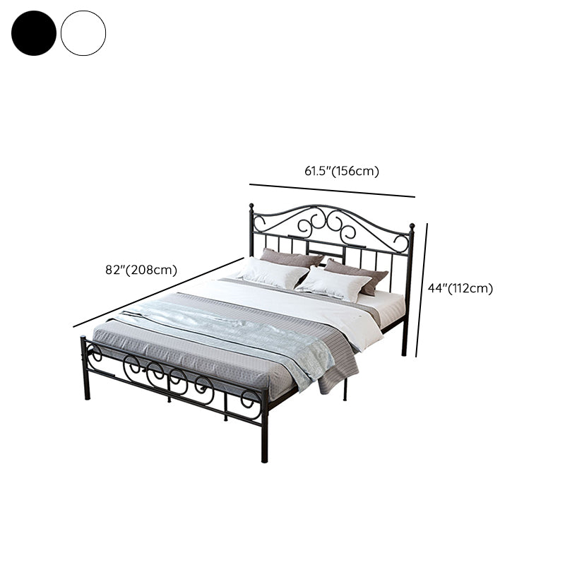 Open Frame Metal Panel Bed Black/White Standard Bed with Headboard