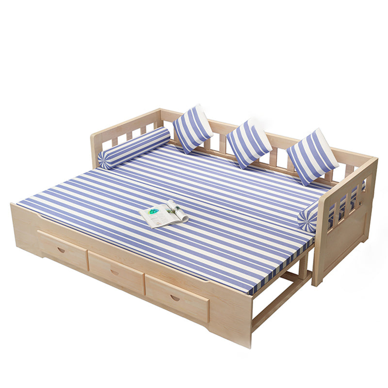 Modern 3 Drawers Daybed Solid Wood White/Natural Daybed with Mattress