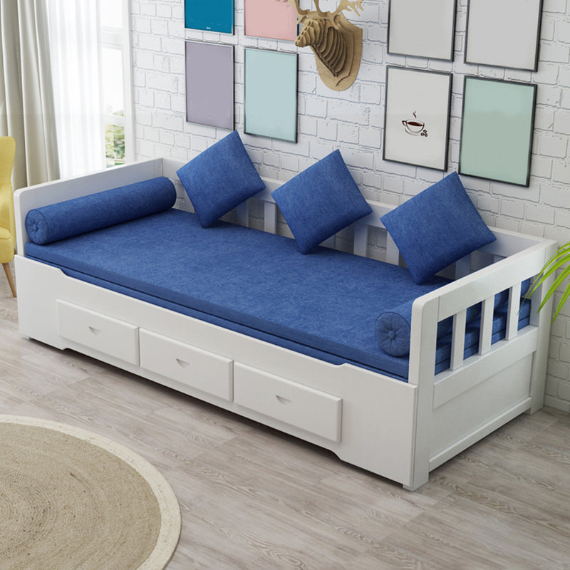 Modern 3 Drawers Daybed Solid Wood White/Natural Daybed with Mattress