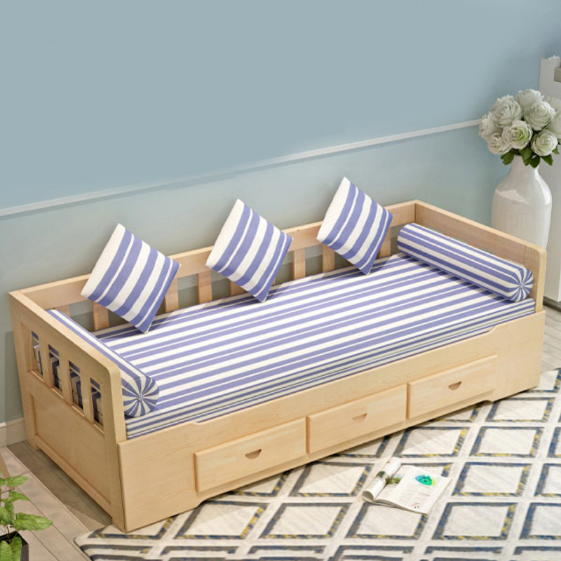 Modern 3 Drawers Daybed Solid Wood White/Natural Daybed with Mattress