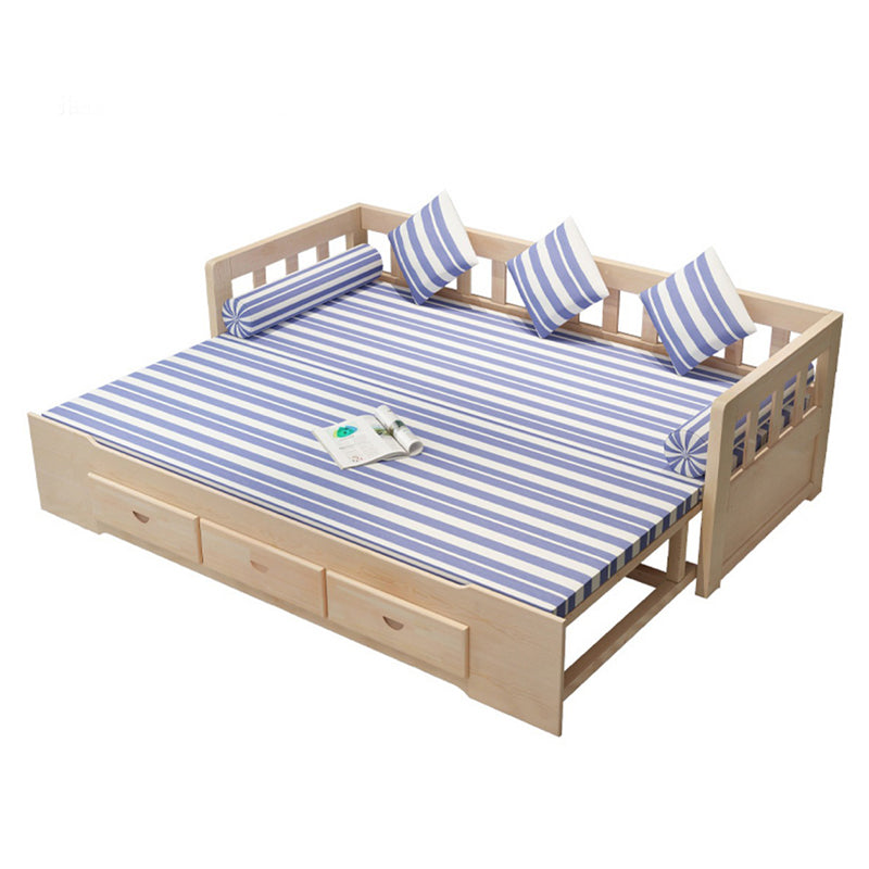 Modern 3 Drawers Daybed Solid Wood White/Natural Daybed with Mattress