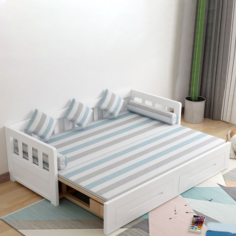 Solid Wood Slat Daybed with Mattress Modern Daybed with 2 Drawers