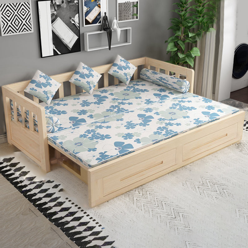 Solid Wood Slat Daybed with Mattress Modern Daybed with 2 Drawers