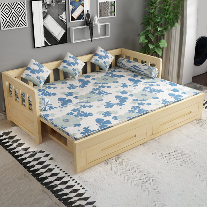 Solid Wood Slat Daybed with Mattress Modern Daybed with 2 Drawers