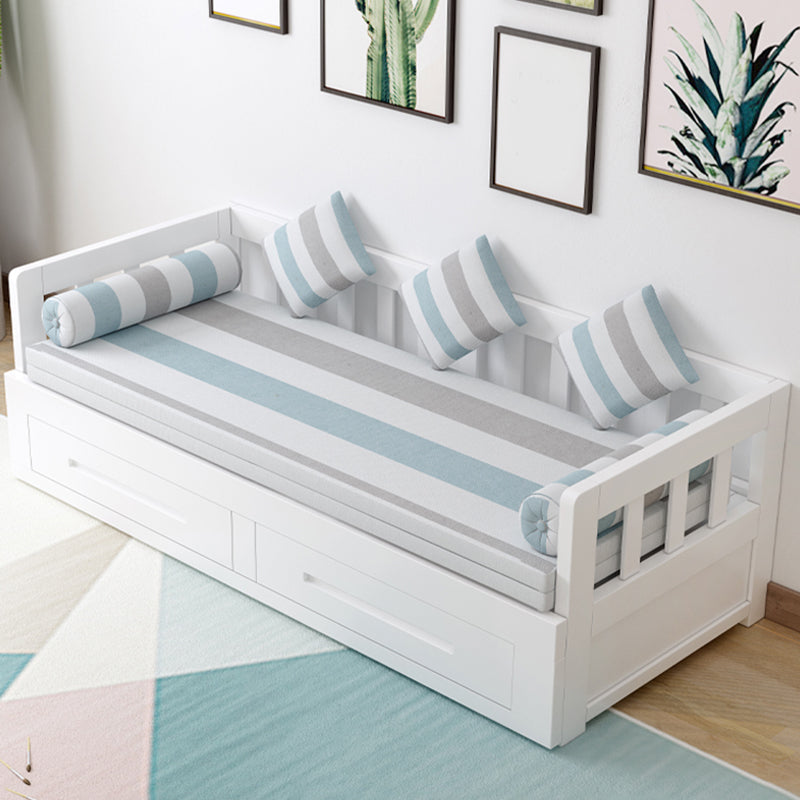 Solid Wood Slat Daybed with Mattress Modern Daybed with 2 Drawers